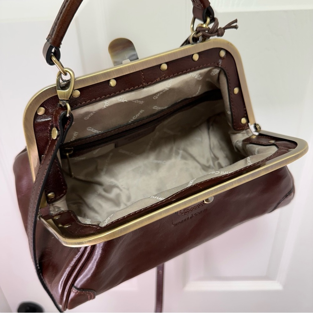 Gianni Conti Doctor Handbag | Brown Leather & Brass | NWT - Picture 7 of 16